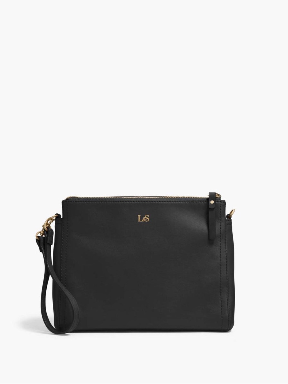 Lo & Sons Pearl Black Leather Crossbody Purse